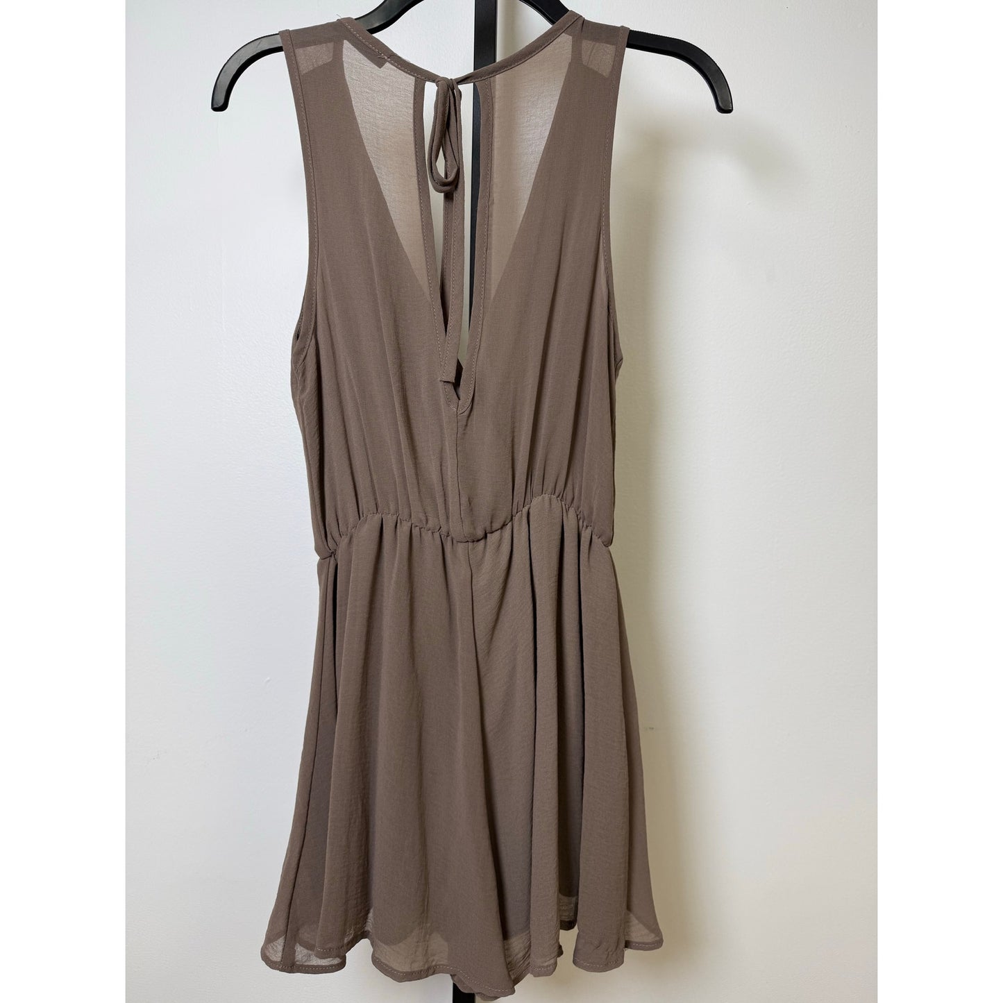 Mocha Wrap V-Neck Sleeveless Romper | Lightweight Flowy Fit NWOT