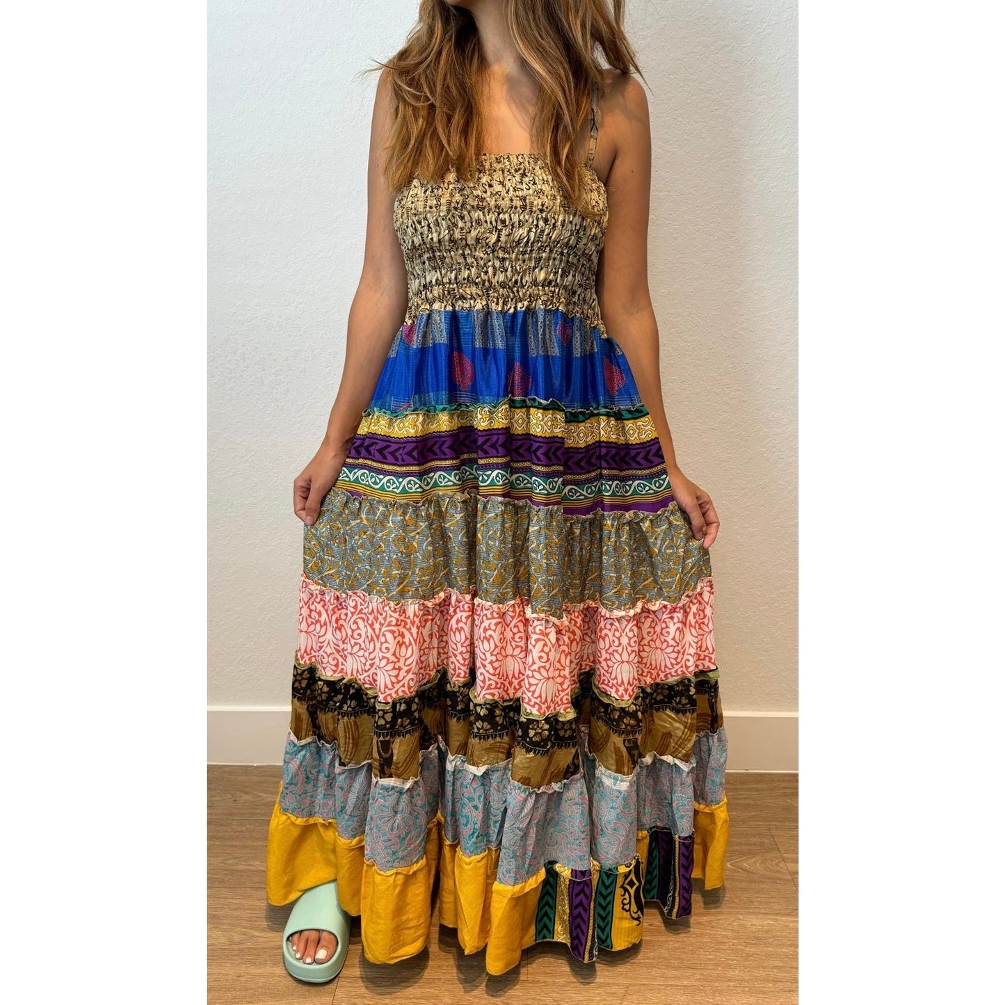 Multi-patch maxi Bohemian Dress