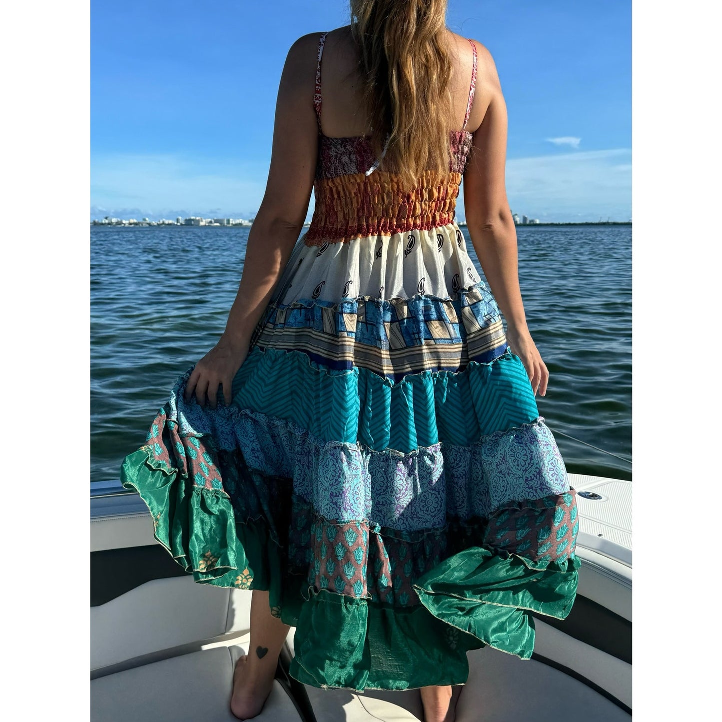 Multi-patch maxi Bohemian Dress