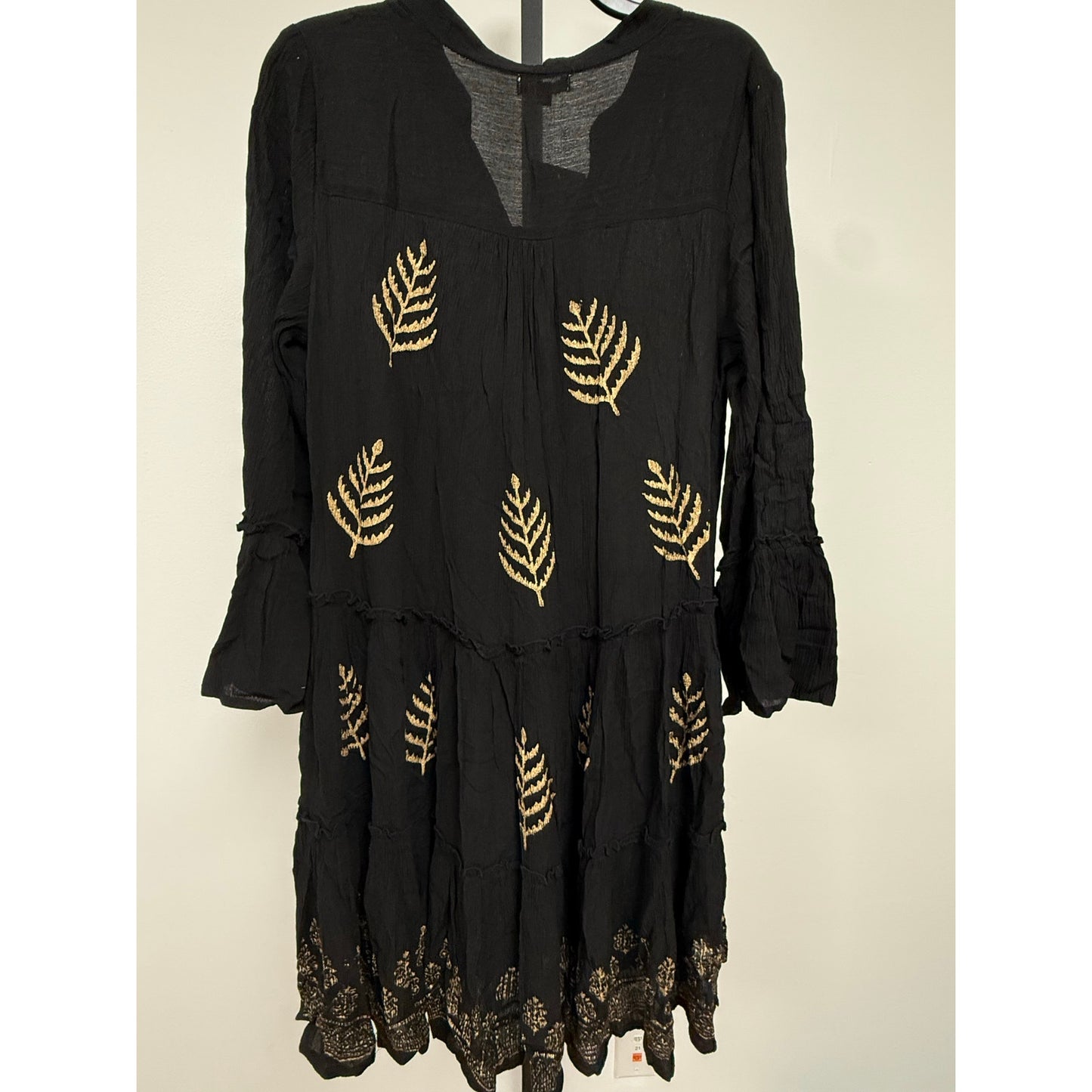 Black Boho Embroidered Dress – NWT