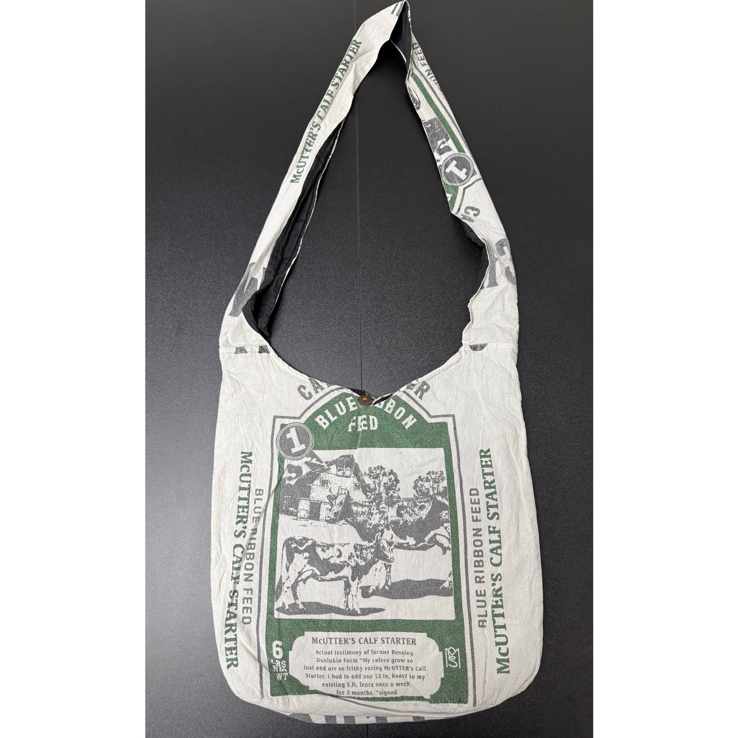 Blue Ribbon Flour Sack Purse Bag Cotton Tote Vintage Look Feed Sack Cross Body
