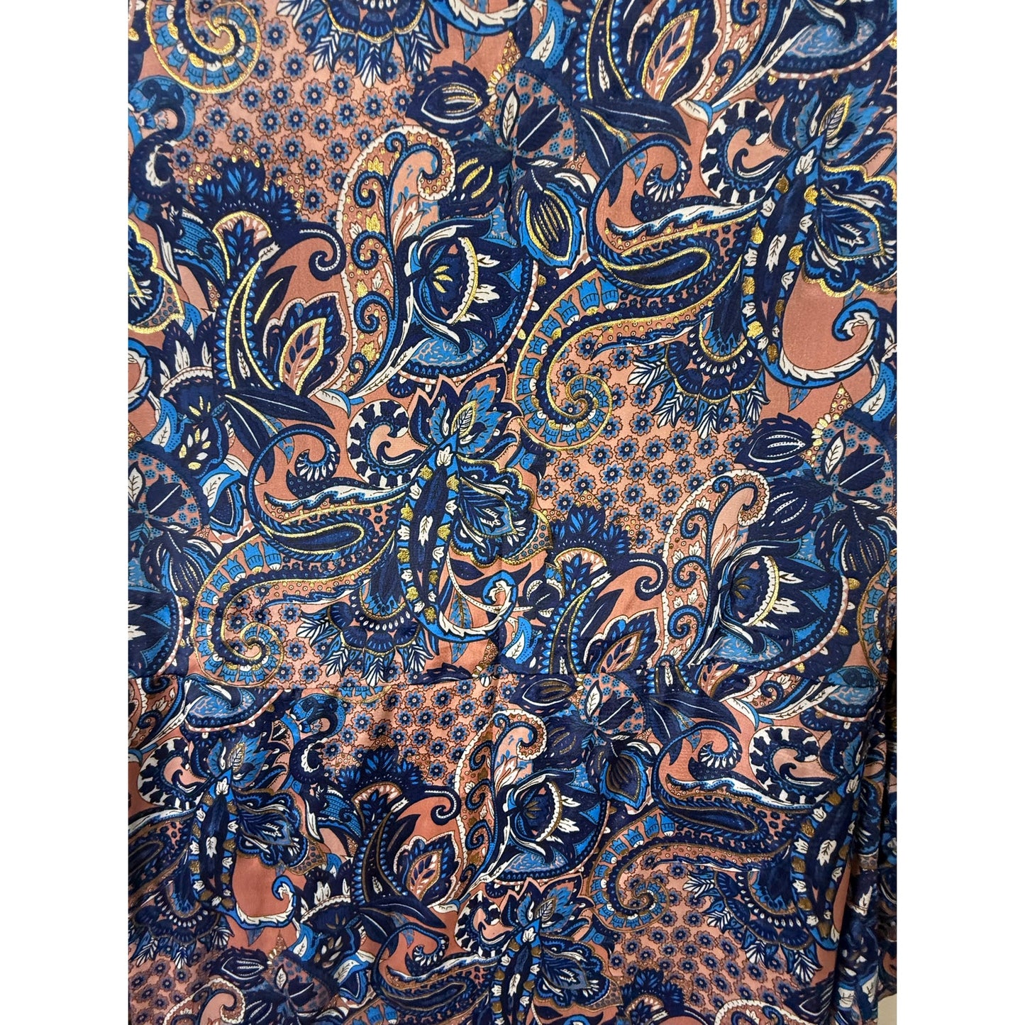 Blue Paisley Open Kaftan Maxi Cover-Up