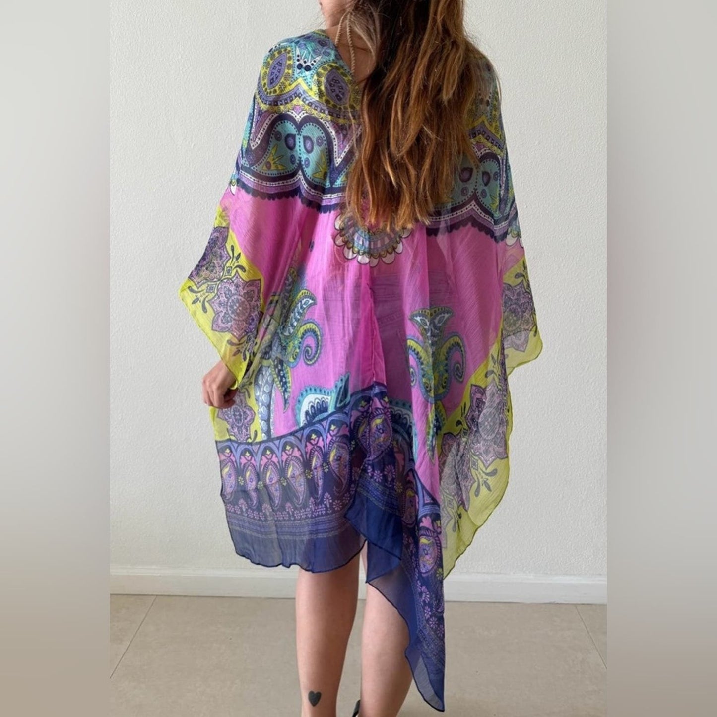 One size fits all chiffon poncho