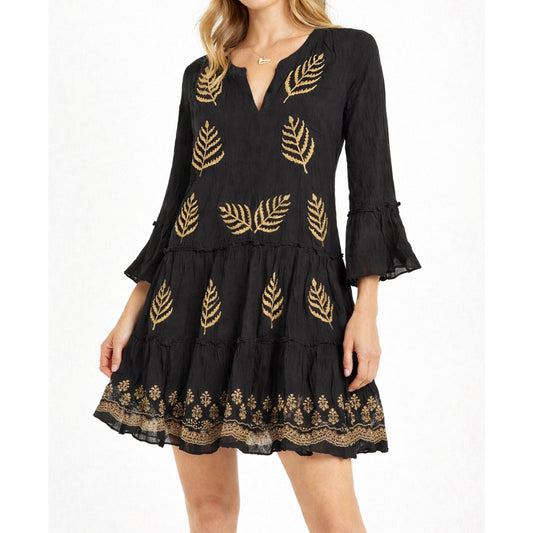 Black Boho Embroidered Dress – NWT