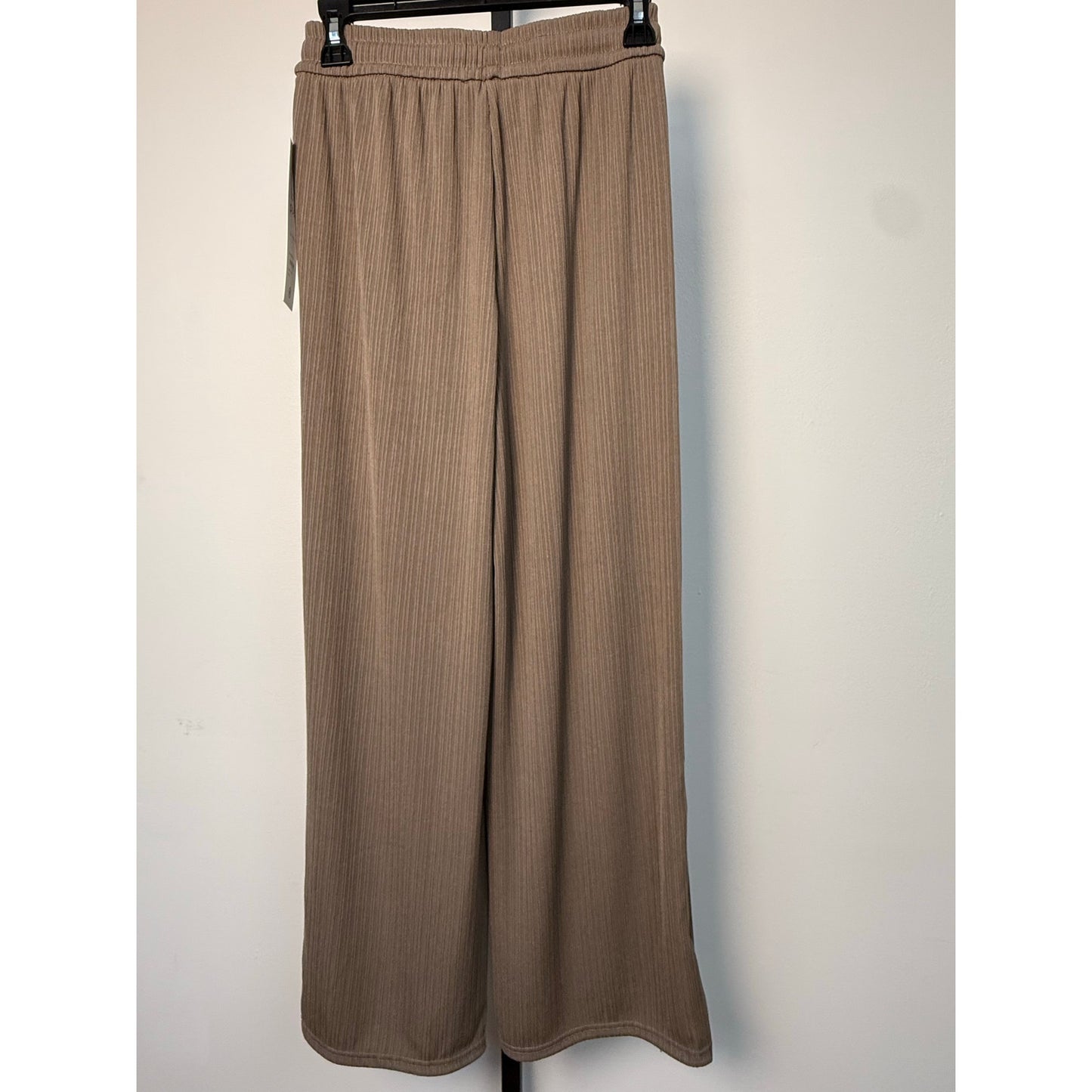 Ribbed High-rise Drawstring Wide Leg Pants