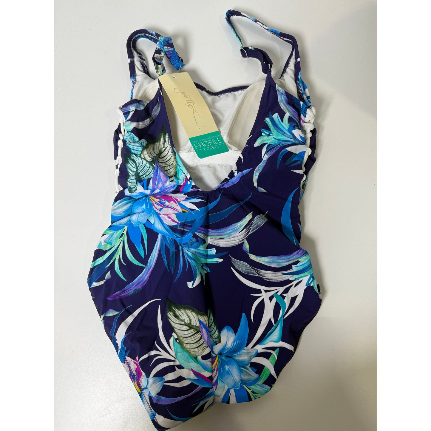 Gottex Profile Turkiz Women’s One Piece Swimsuit Purple Floral Size 12 NWT