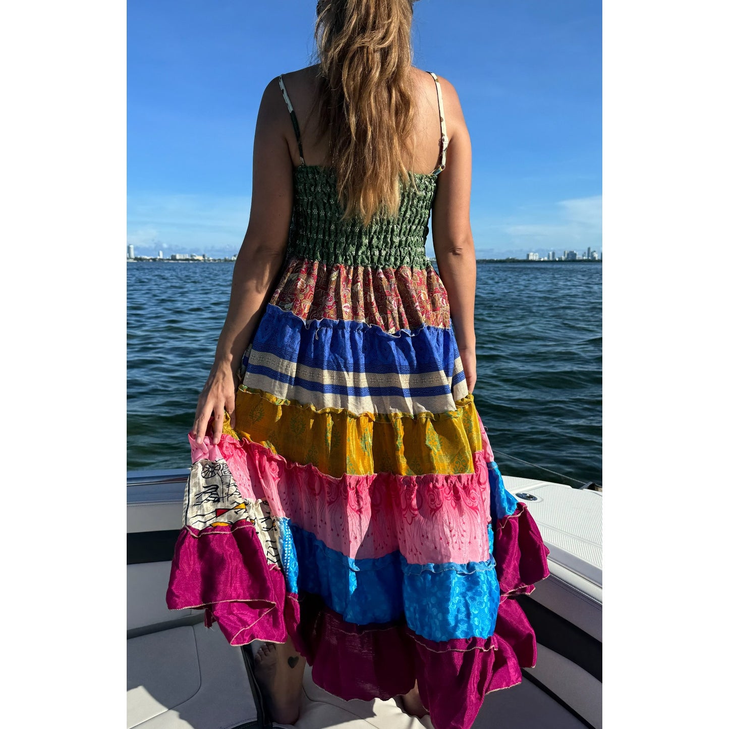 Multi-patch maxi Bohemian Dress