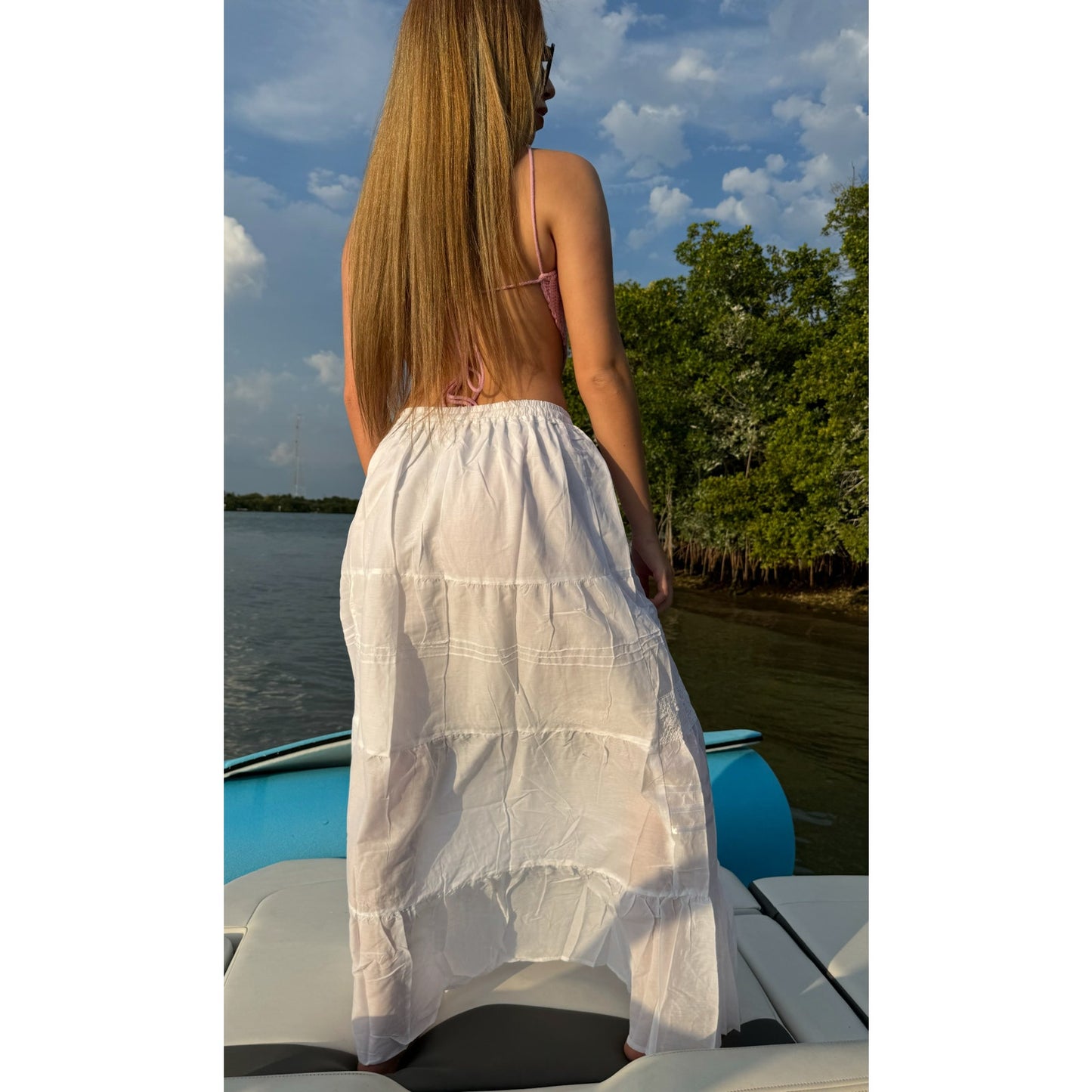 Women’s Long Cotton Lightweight Maxi Swimwear Cover-up Skirt