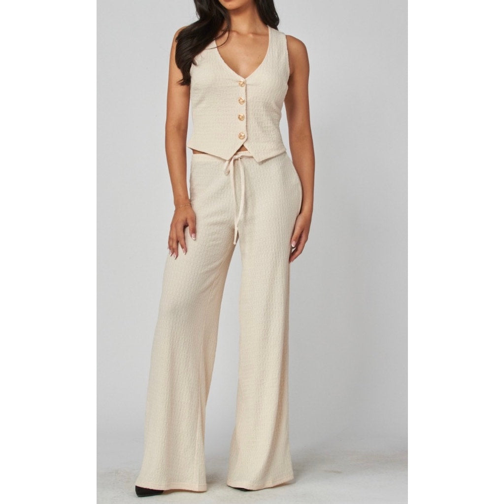 Sunday Shoreline Waffle-Knit Two-Piece Set