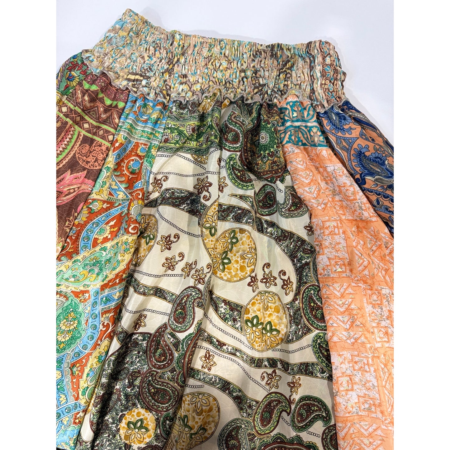Mixed-print wide-leg trousers- One Size