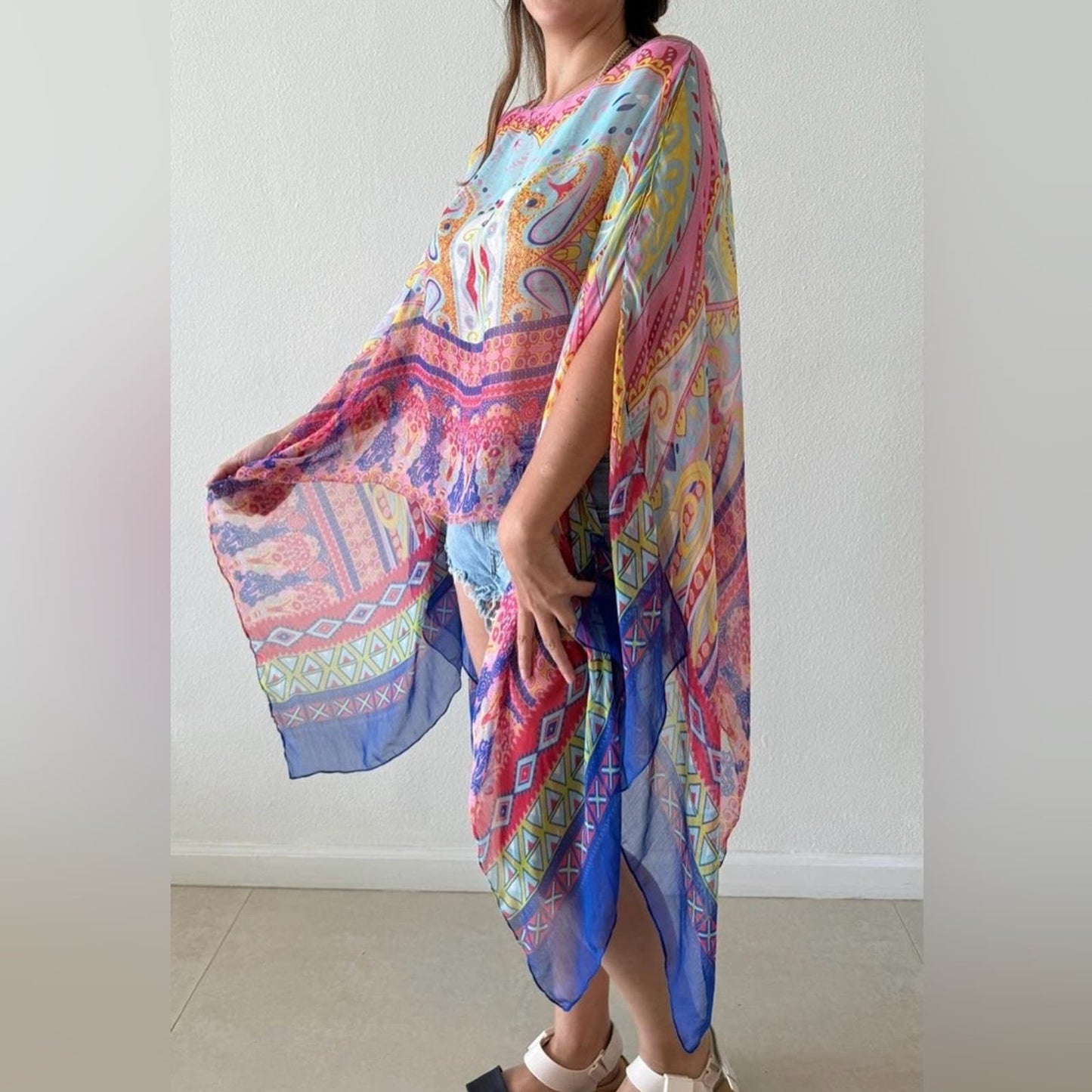 One size fits all chiffon poncho