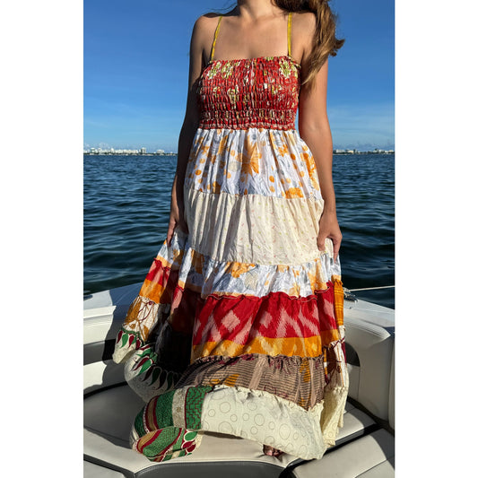 Multi-patch maxi Bohemian Dress