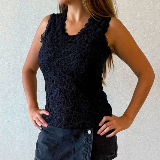 Women Black lace tank top