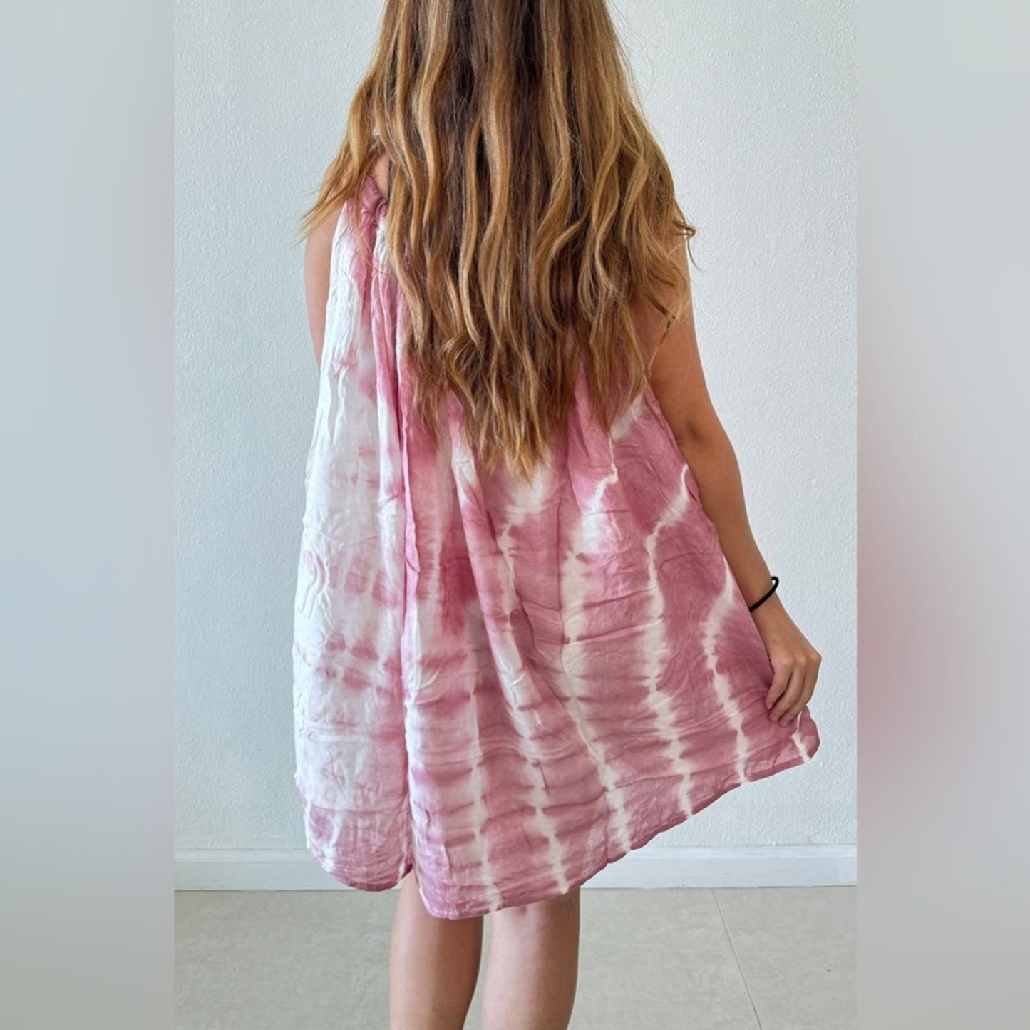 One size fits all Rose tie dye beachwear- Halter Dress